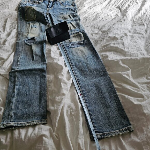 American Eagle Distressed Patchwork Skinny Jeans - 2014 - Light Wash - Sz 0 Reg - Picture 14 of 16